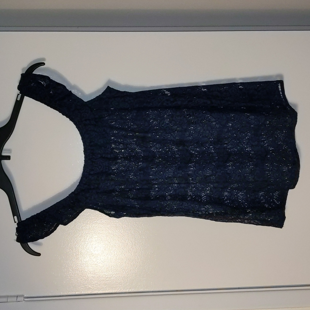 Reformation, navy blue lace top